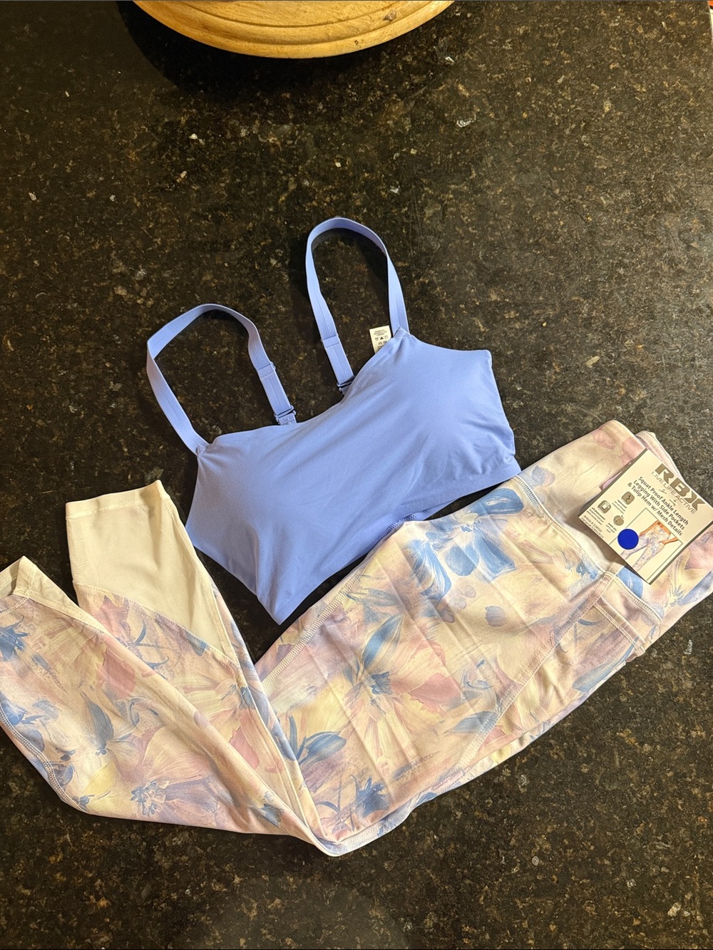 RBX Lavender and Blue Floral Ankle Leggings and Nike top